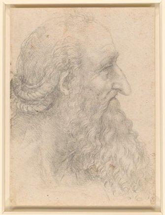  Leonardo da Vinci 'Head of an old bearded man'. Royal Collection Trust/ c. Her Majesty Queen Elizabeth II 2019