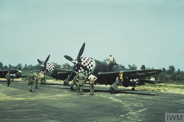 D-Day 75 -  © IWM (FRE 5604) P-47 Thunderbolt aircraft of the 83rd Fighter Squadron, 78th Fighter Group at Duxford